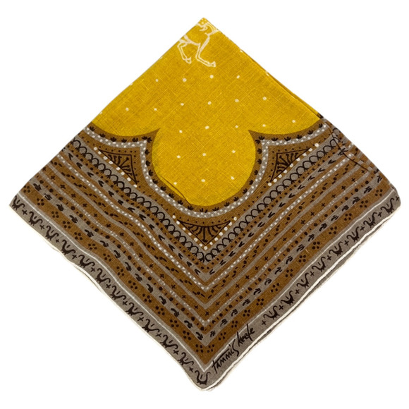 Tammis Keefe Handkerchief Horseman Gold Persian Warrior Dots Vintage Hankie READ - Picture 6 of 9